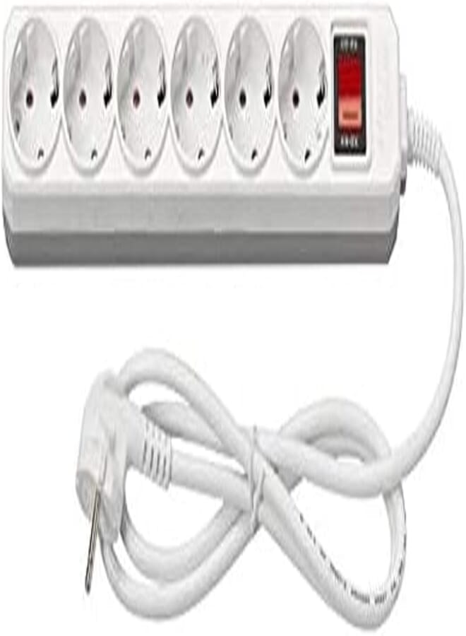 Power Strip 6 Sockets Extension Board and 5m Cord with Master Illuminated Switch